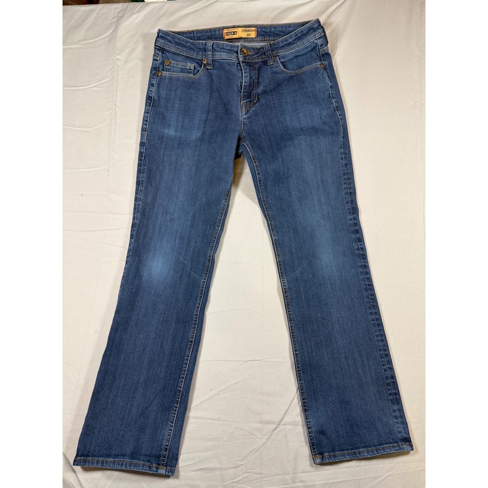 Seven7 Premium Denim Co Mens Straight Fit Blue Jeans W32 L32 Stretch Denim